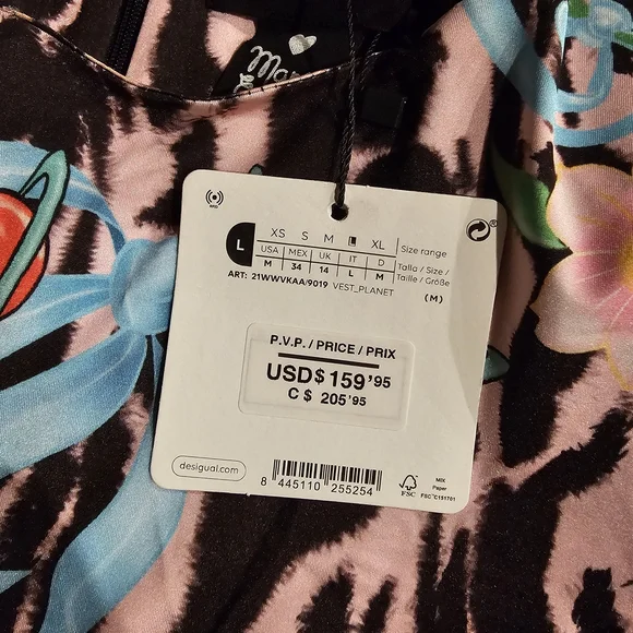 Desigual Multicolor Floral Print Dress - Black, Yellow, Pink, Blue, Green - Picture 6 of 6